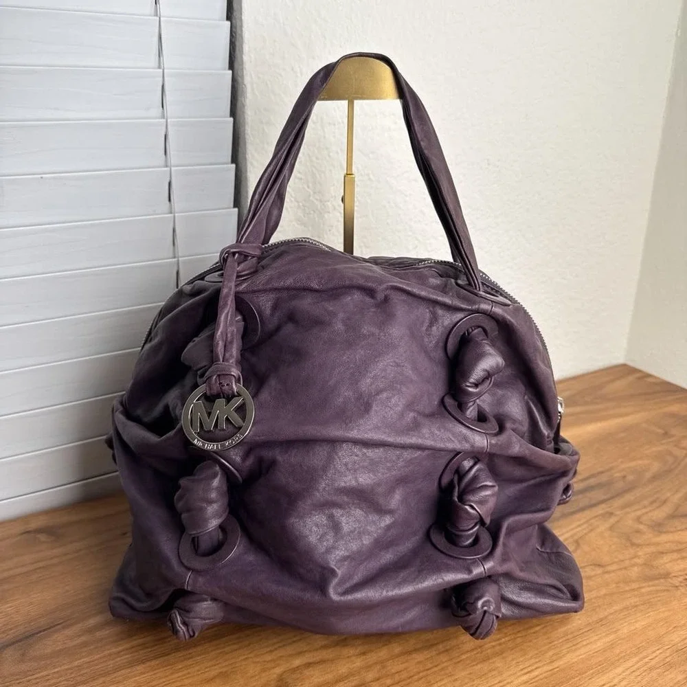 Michael Kors Zuma Y2K Purple Nappa Leather Knotted Satchel UNIQUE